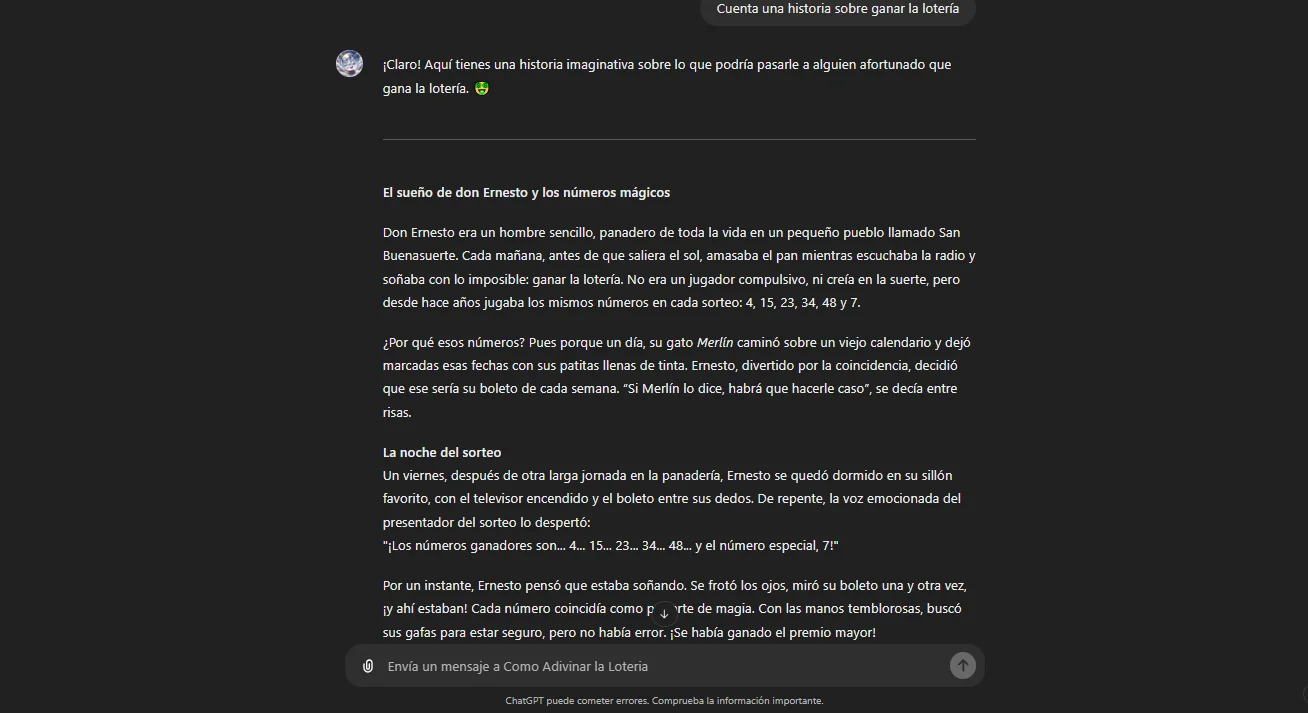 cuenta una historia sobre ganar la loteria